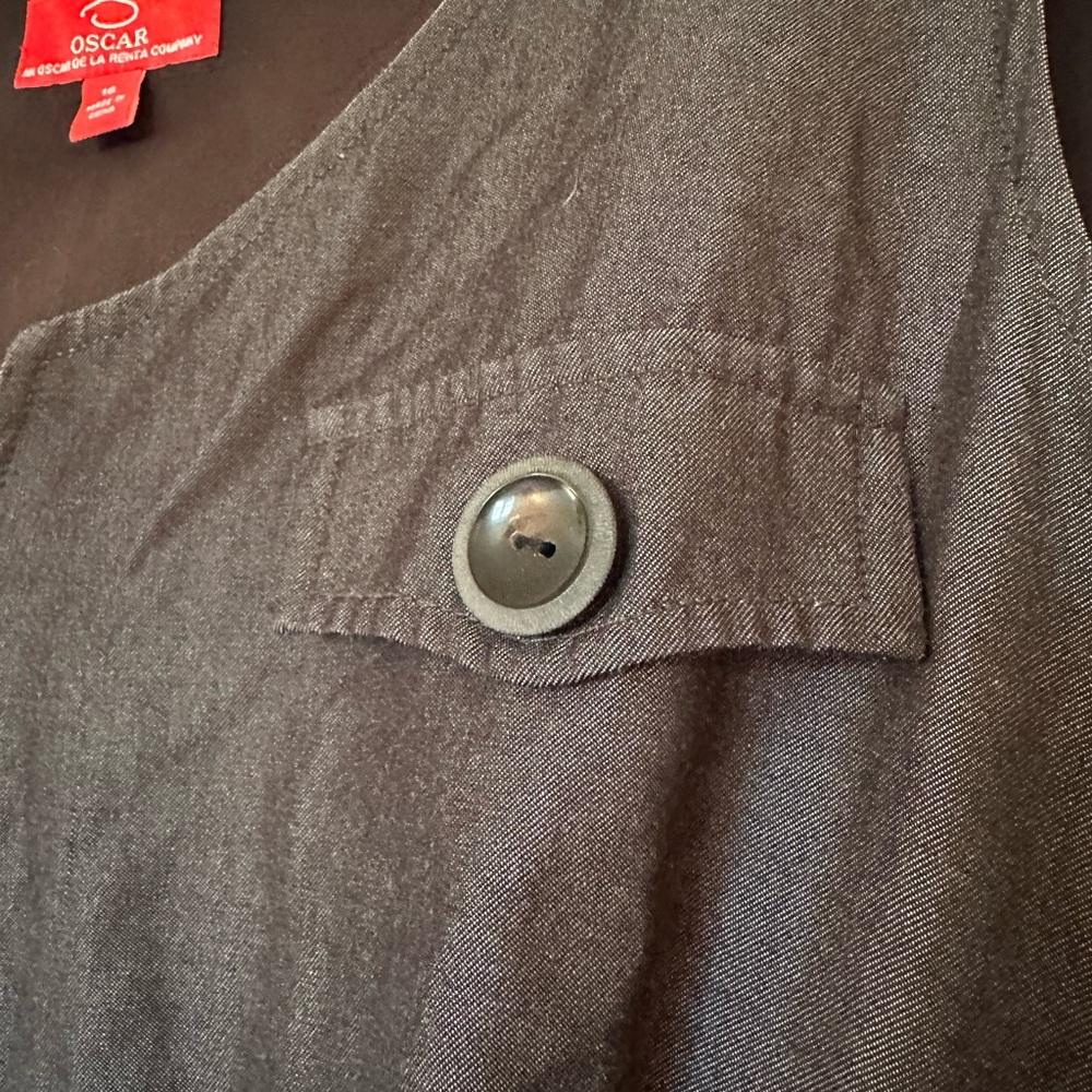 Oscar de la Renta grey and black silk mix sheath dress size large XL 16. - Picture 7 of 11